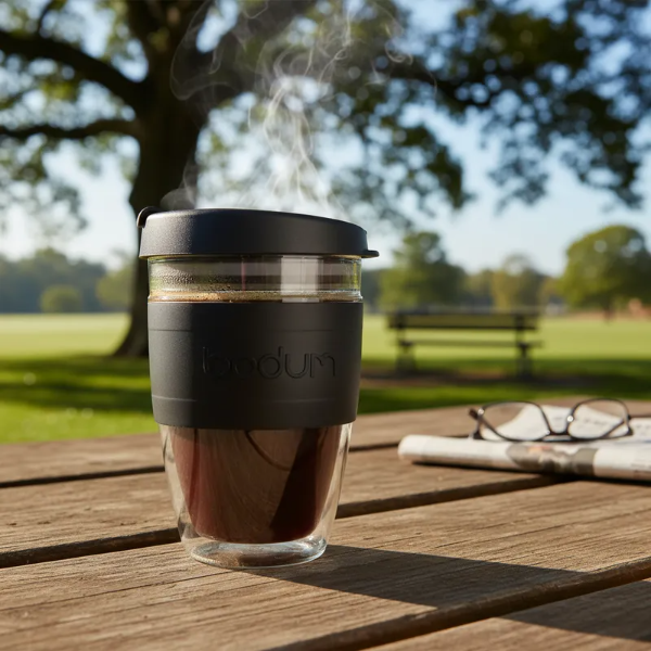 Producto - Vaso 250 Ml Bodum Joycup Travel Mug Double Wall Con Tapa Negro / Blanco