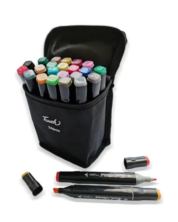 Producto - Set 24 Marcadores Doble Punta Con Estuche Plumones Artístico