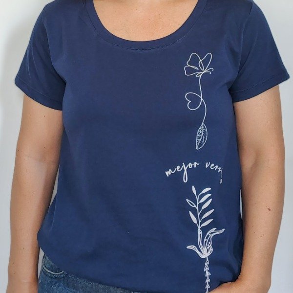 Producto - Remera Mi Mejor Version Escote Redondo Azul