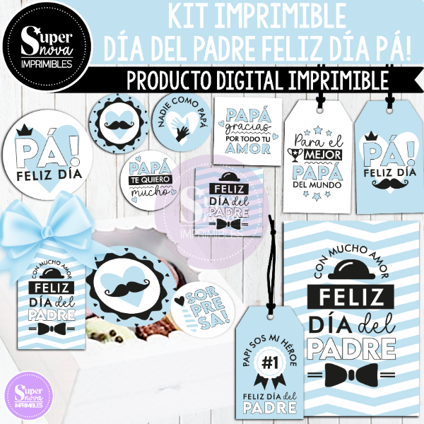 Producto - KIT IMPRIMIBLE DÍA DEL PADRE FELIZ DÍA PÁ!