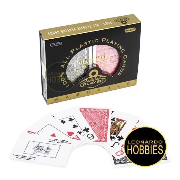 Producto - Naipes Póker Estuche x2 Mazos 54 Cartas de Plástico Old Player 8747 - 0