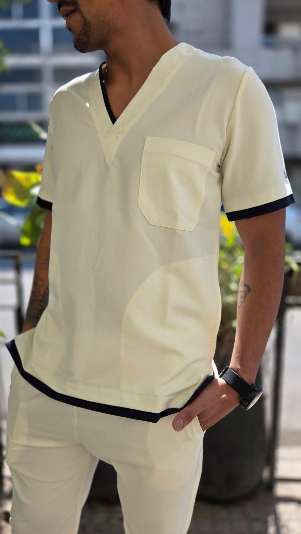 Producto - Ambo Amarillo Clarito detalle Azul (Sp Manhattan)
