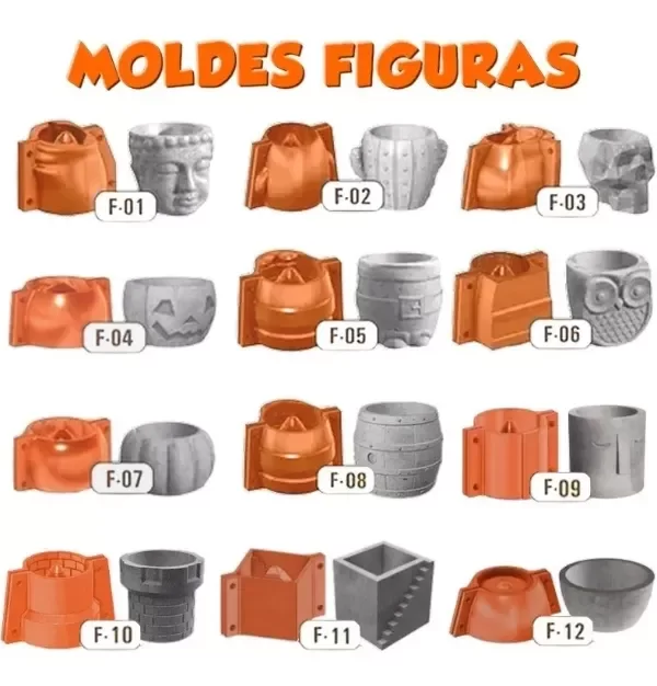 Producto - Pack 5 Moldes para maceta - 2 N6 + 2 N8 + 1 N10