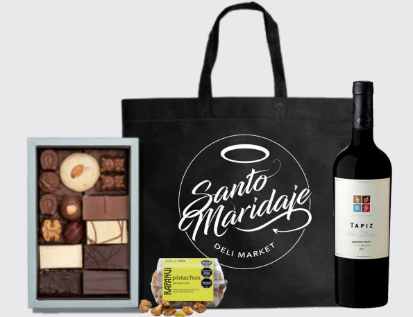 Producto - VINO TAPIZ + BOMBONES RAPANUI 500 + GARRAPIÑADA PISTACHO