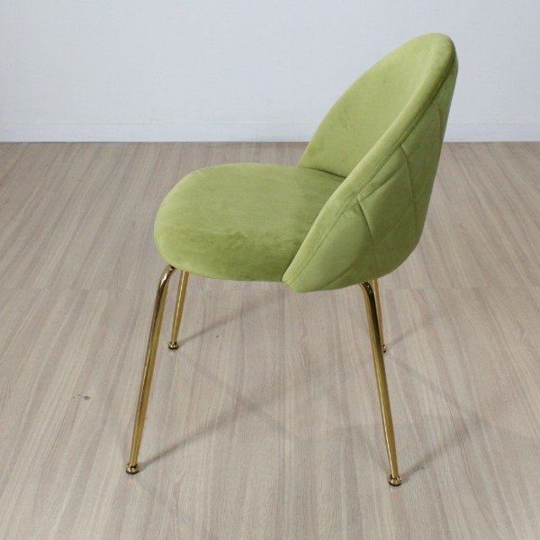 Producto - SILLA PRINCE TAPIZADA PANA OLIVA PATAS DORADAS - 1