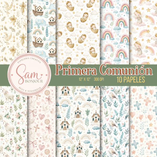 Producto - Archivo digital: Kit de papeles Primera Comunión Modelo c