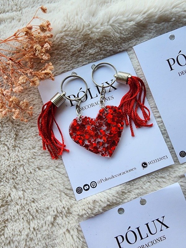 Producto - Par corazón compartido - Glitter rojo holo