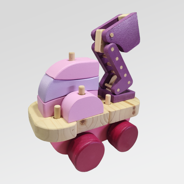 Producto - Camión Bombero de madera GRANDE Rosa  - 28 cm - Juguete Didáctico