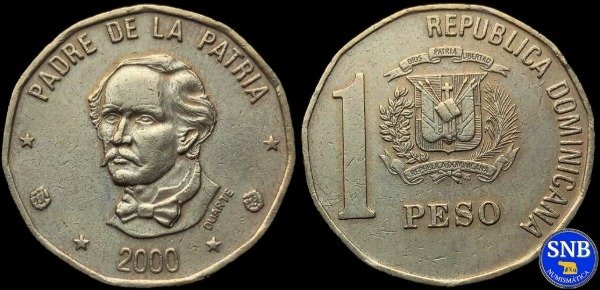 Producto - República Dominicana - 1 Peso (2000) KM #80.2 - Cuarta República