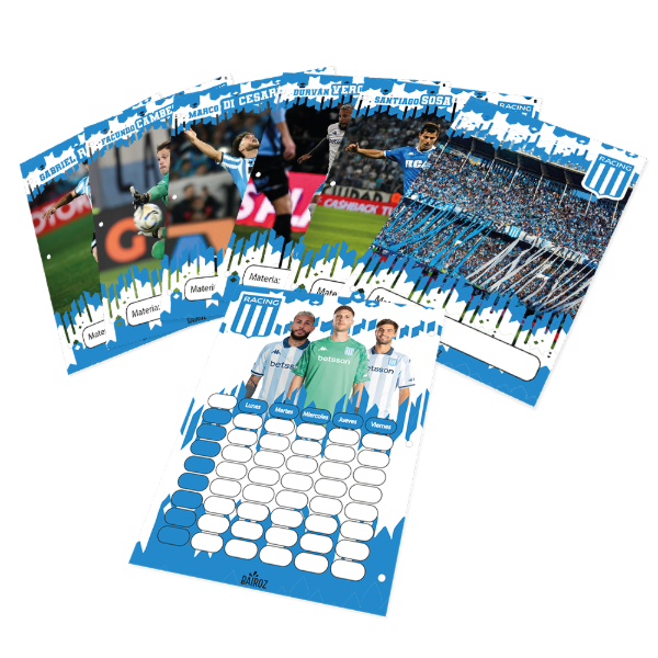 Producto - Separador Carátula N3 x6u De Racing Club Con Organizador jgo1