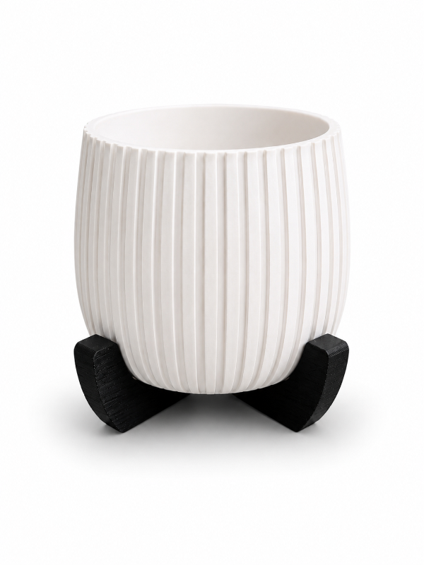 Producto - Maceta rayada interior con base