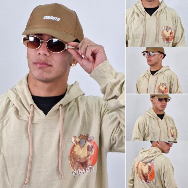 Producto - Canguro capibara Cibarta BEIGE algodon Rustico logo pecho