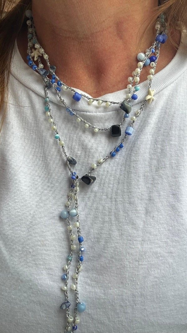 Producto - Collar mil vueltas - plateado con azul - 0