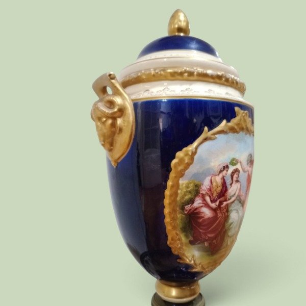 Producto - Conjunto de 3 Piezas de Porcelana de Estilo Sevres, Azul Cobalto y Oro - 4