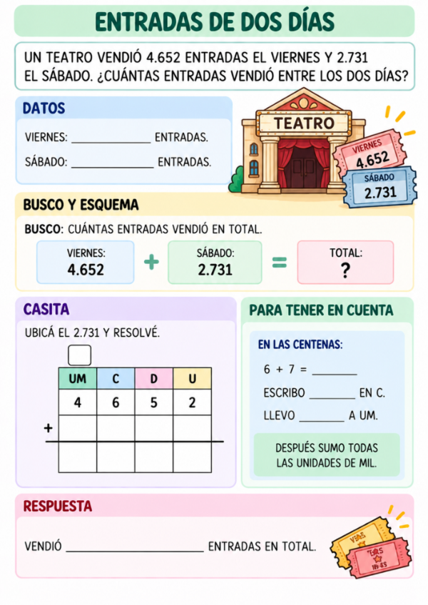 Producto - Resuelvo con casitas: Sumas y Restas con Números de 4 Cifras - 10
