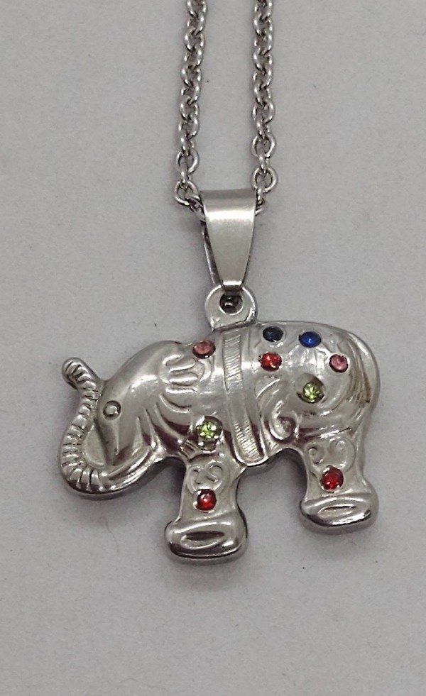 Producto - Dije de elefante con cristales multicolores