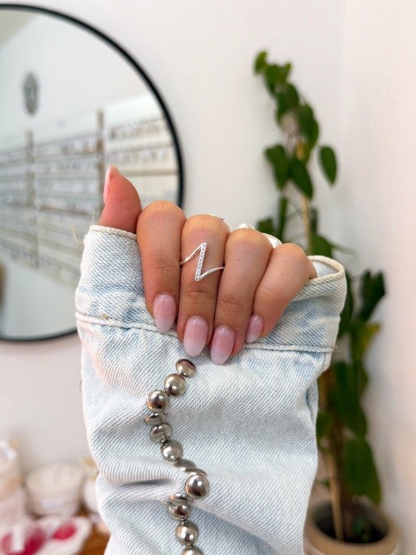 Producto - Anillo acero blanco línea cúbics