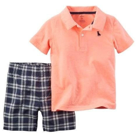 Producto - Conjunto Verano Bebe 2 Piezas con Chomba Naranja