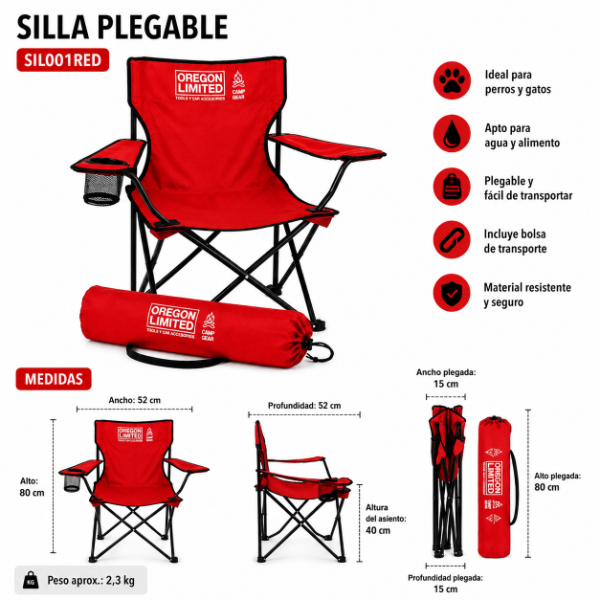 Producto - Pack 2 Sillas Plegables Oregon Camping Playa Con Portavasos - 7