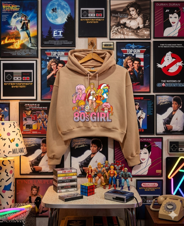 Producto - Buzo Canguro Crop Top 80s Girl Beige