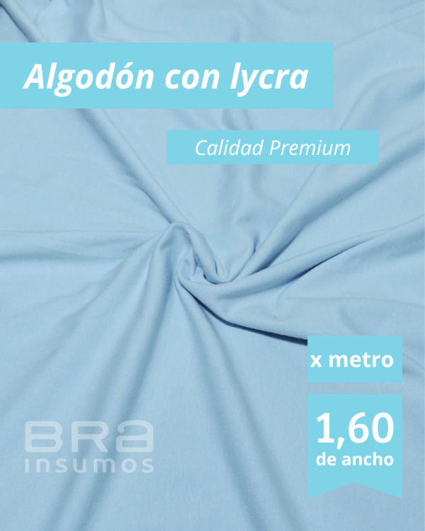 Producto - Algodón con Lycra Premium 1,6 m de Ancho - Celeste (x Metro) - 2