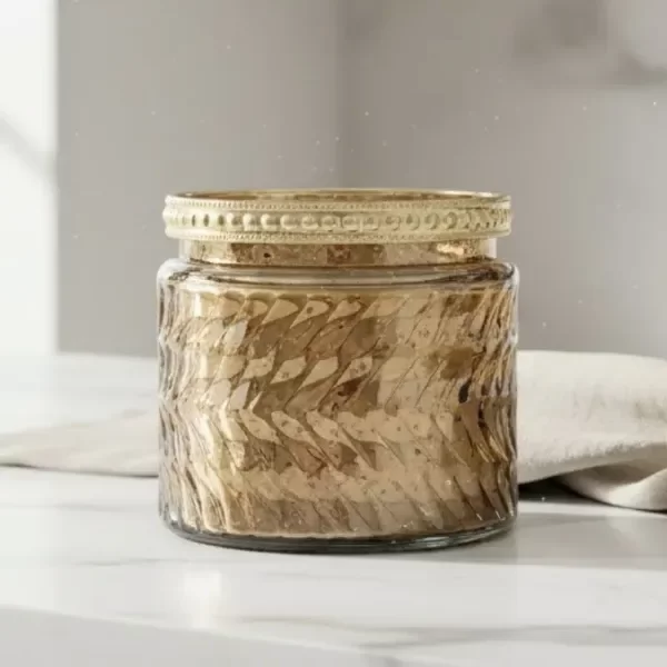 Producto - PORTAVELA DE VIDRIO ORO 9X9X8CM