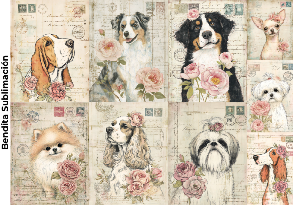 Producto - Bendita Seda 033 Perritos shabby chic 2