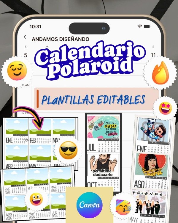 Producto - CALENDARIO POLAROID. EDITABLE EN CANVA