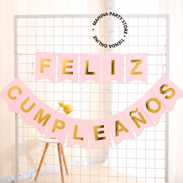 Producto - Banderín de cumpleaños rosa pastel