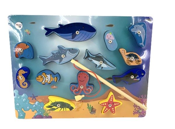 Producto - Juego de pesca imantado con base de madera