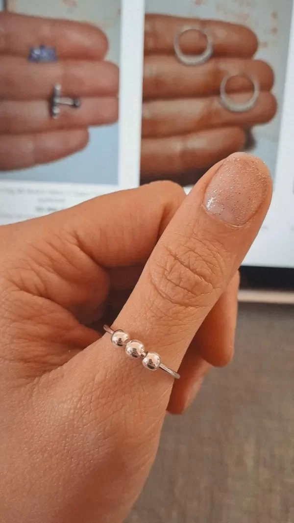 Producto - Anillo de Plata Antiestrés 3 Bolitas