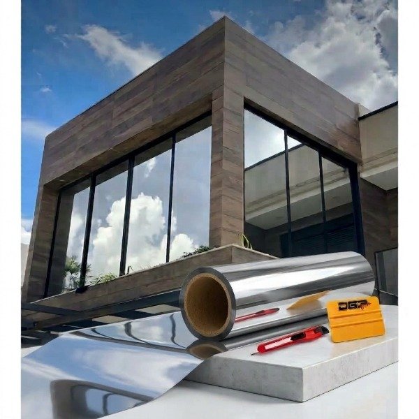 Producto - Kit Colocación FILM ESPEJADO C. Solar y UV + Cutter y Espatula 1,52 mts x 2 mts - 0