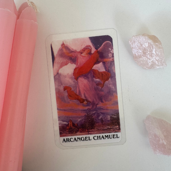 Producto - ESTAMPA PLASTIFICADA ARCANGEL CHAMUEL + ORACIÓN