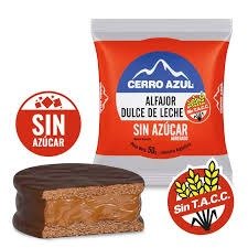 Producto - ALFAJOR CERRO AZUL DULCE DE LECHE SIN AZUCAR X 50 G UNIDAD