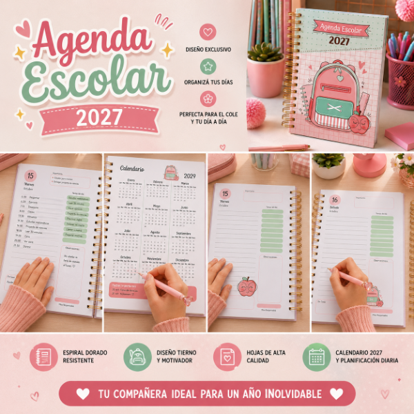 Producto - Agenda Esoclar 2027 Imprimible y Editable