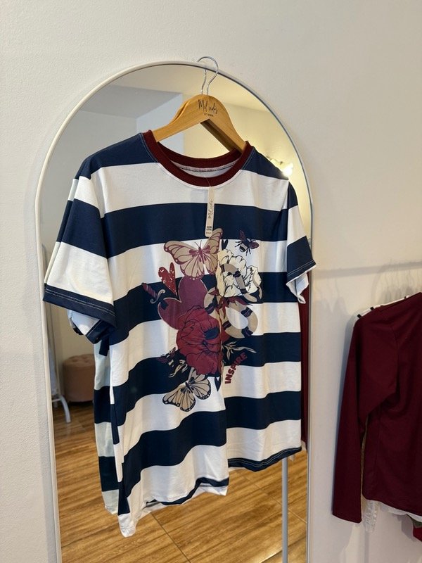 Producto - Remera rayada Adela azul marino
