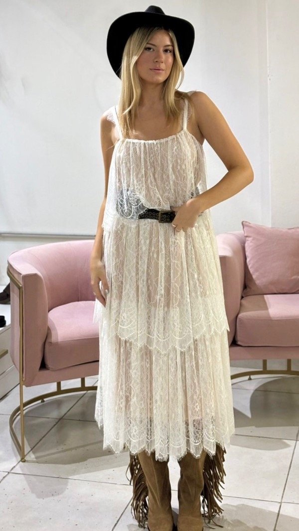 Producto - Vestido Encaje Corte Midi - 0