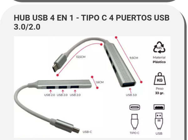 Producto - USB 4 en 1 tipo C