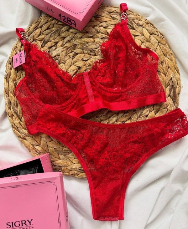 Producto - Bustier encaje rojo T.95