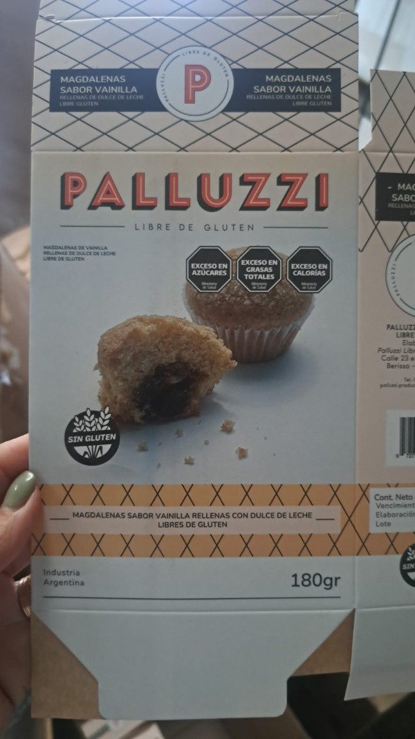 Producto - Magdalenas Palluzzi de vainilla rellenas de chocolate x 180 Grs
