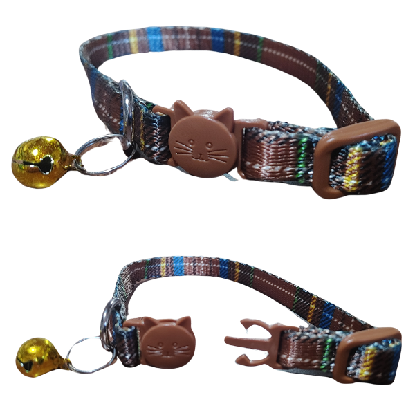 Producto - Collar Para Gatos Con Cascabel Sonoro Broche Click Ajustable escoces - 3