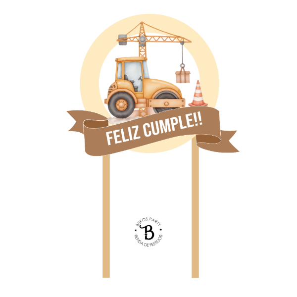 Producto - Topper Torta Construcción Vintage