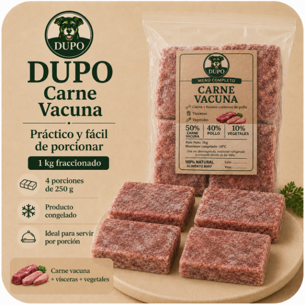 Producto - Carne Vacuna 1 kg en porciones de 250 gramos