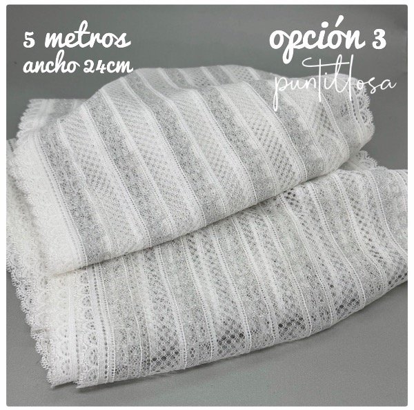 Producto - Puntilla elastizada 24cm ancho - 5 metros