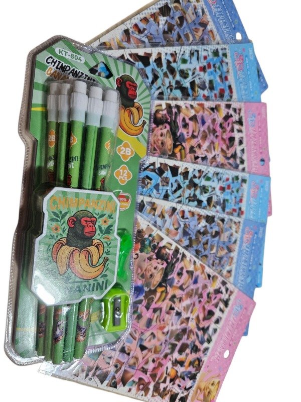 Producto - Combo 1 Brainrot: Pack 12 lapices + 6 rompecabezas stickers Brainrot
