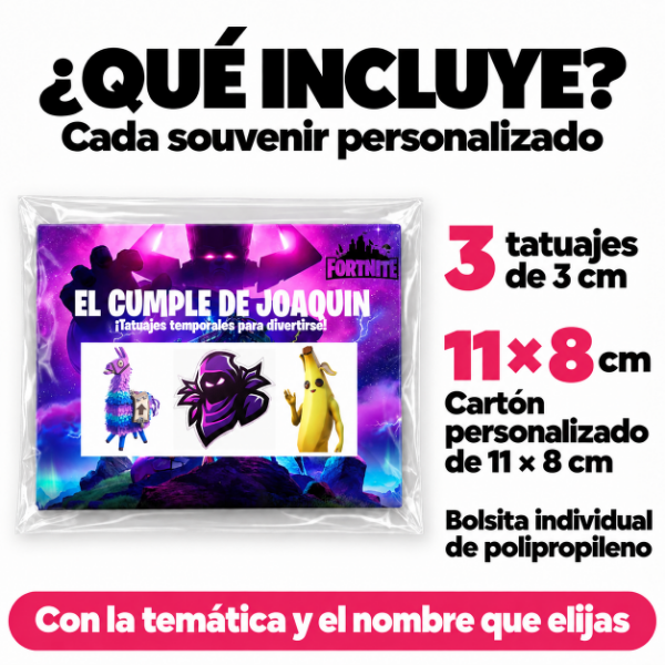 Producto - Souvenirs Personalizados con 3 Tatuajes Temporales - 1