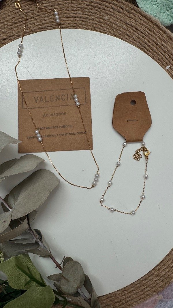 Producto - Conjunto Cadena más pulsera perlas