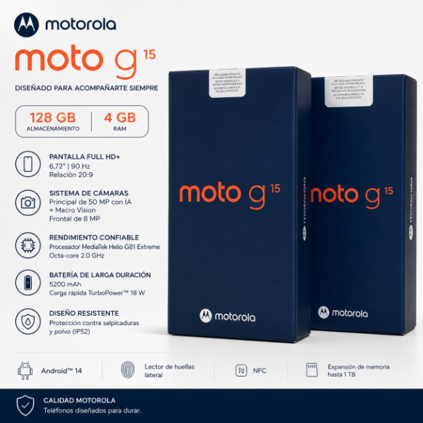 Producto - MOTOROLA MOTO G15 128/4gb ram