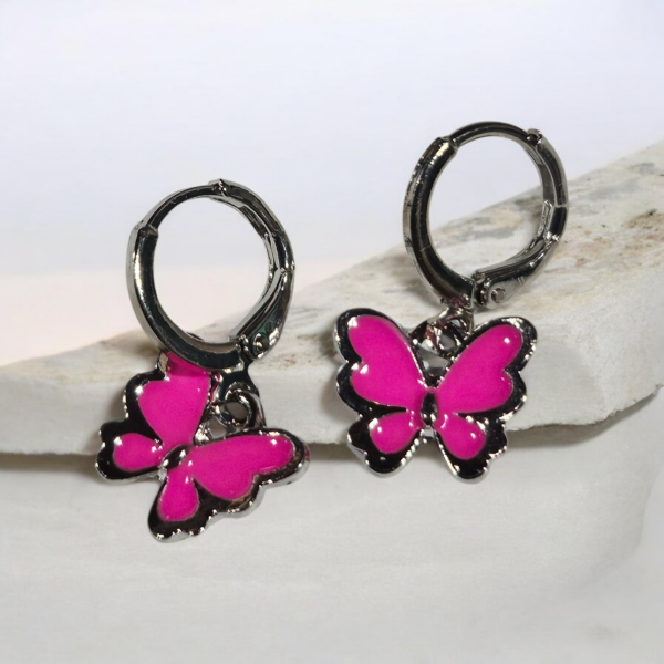 Producto - Aros mariposa fucsia