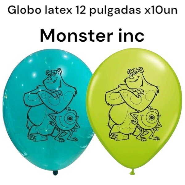 Producto - Globo monster inc x10un de latex impresos 12 pulgadas
